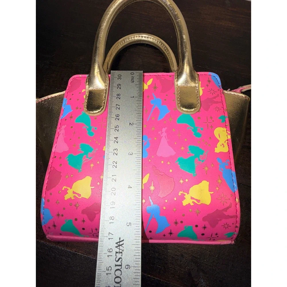 Walt Disney Parks Princess Mini Handbag Pink‎ Gold Silhouette Graphics Kids Bag